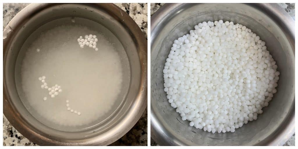 step to soak tapioca seeds collage
