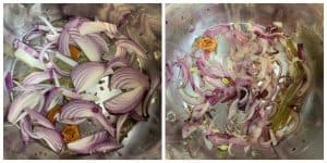 steps to add onions and saute onions till they caramelize collage