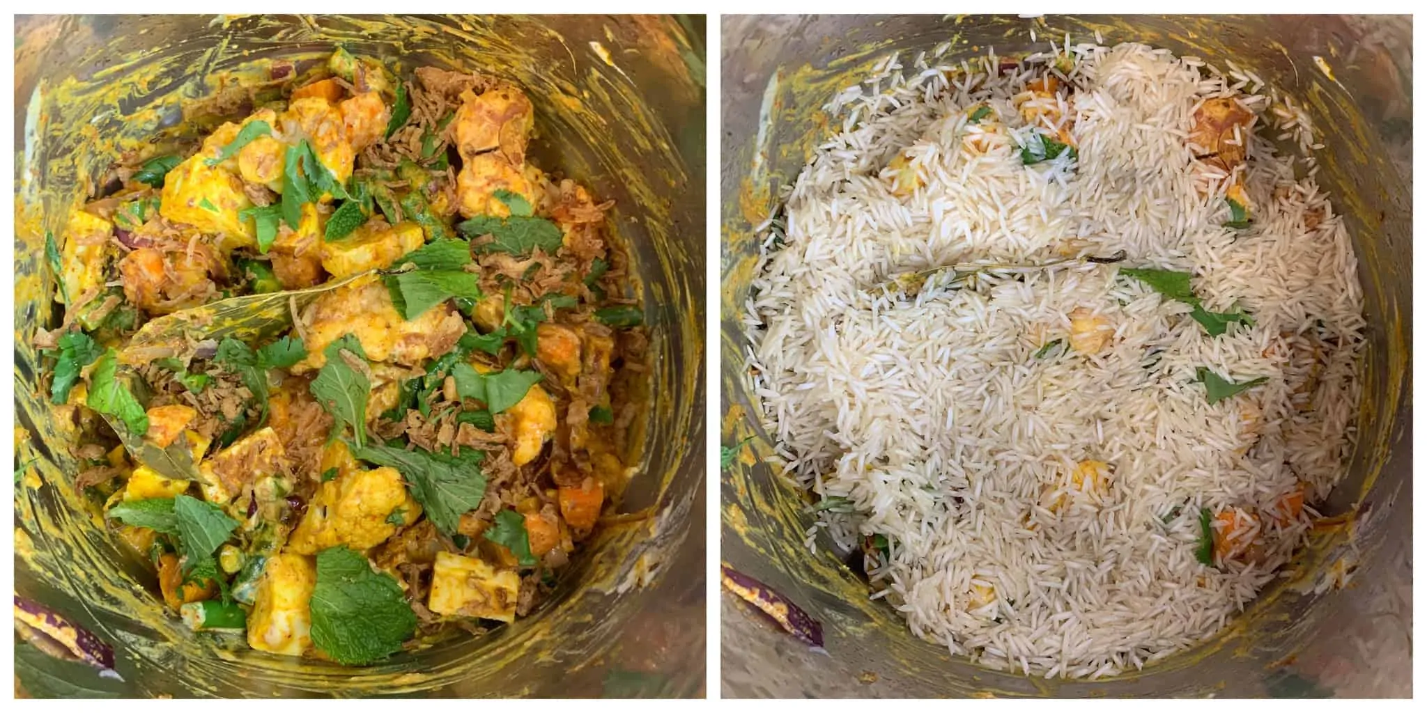 steps to add basmati rice to veg biryani in cooker collage