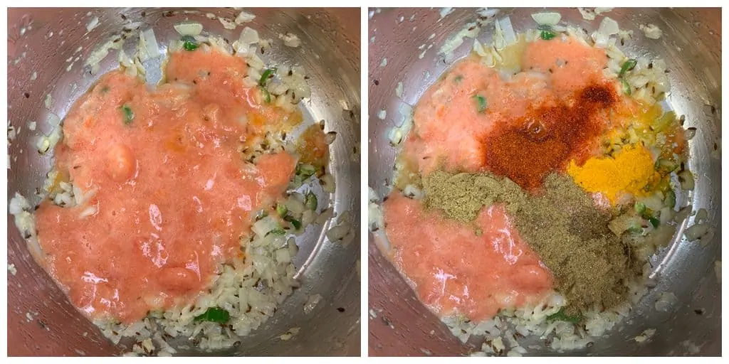 step to cook tomato puree in spices for instant pot aloo matar collage