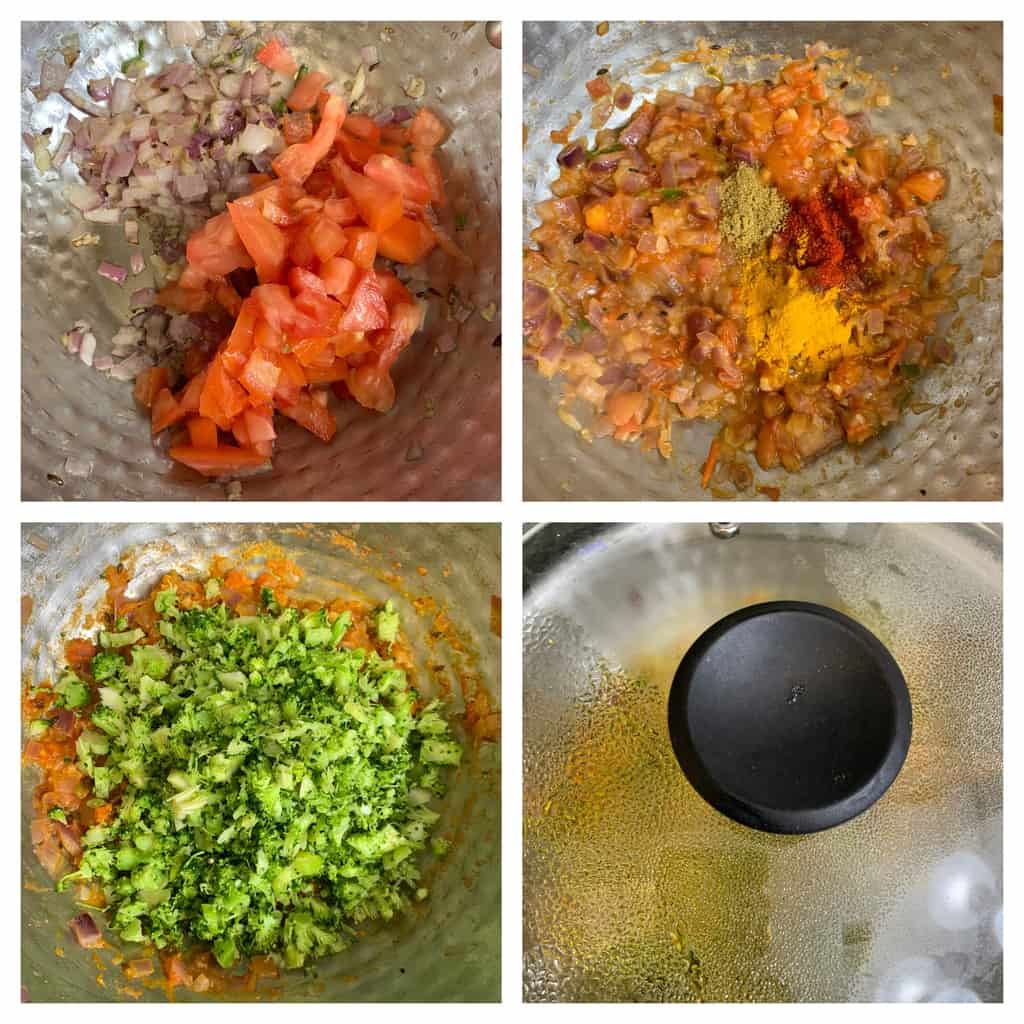 step to cook tomato broccoli collage