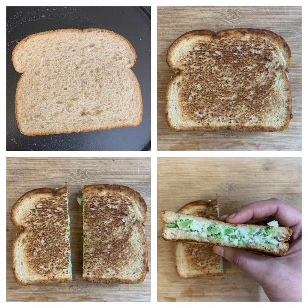 step to toast the sandwich collage
