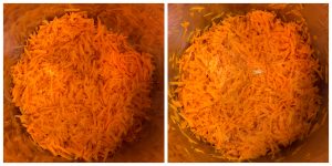 step to saute the shredded carrot in the pot collage