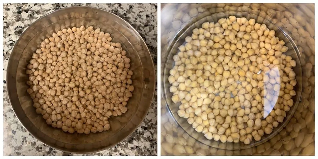 step to soak chickpeas in water collage