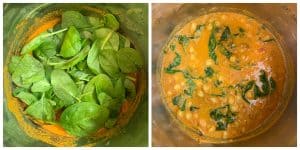 step to add spinach and mix collage