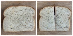 step to cut the sandwich collage