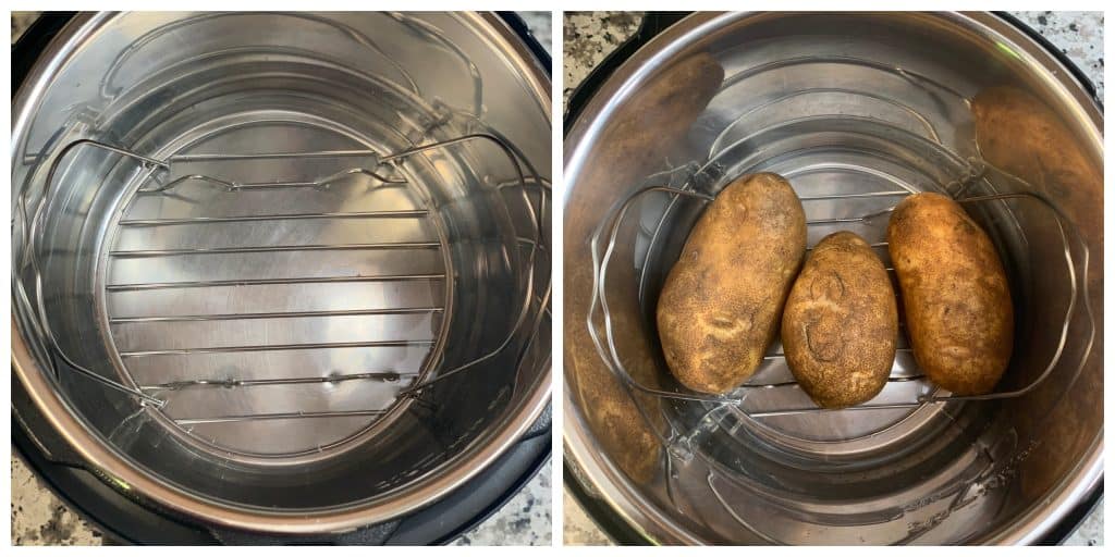 step to keep potatoes on a trivet collage