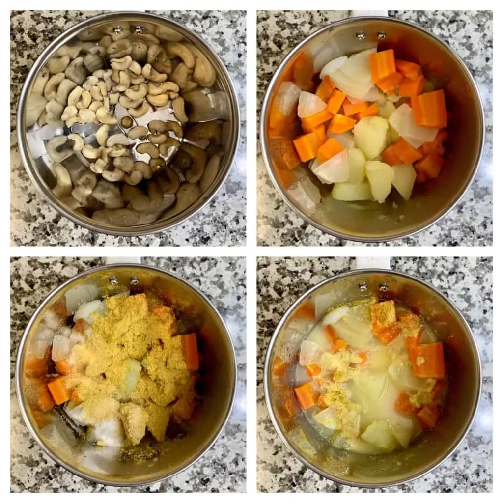 step to make vegan cashew sauce collage