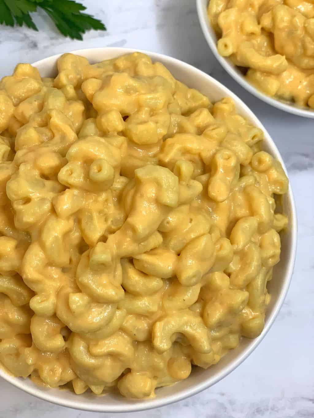 vegan mac and cheese served in a bowl