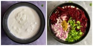 step to add vegetables to the whisked yogurt collage