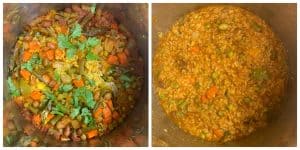 step to garnish bisi bele bath with cilantro collage