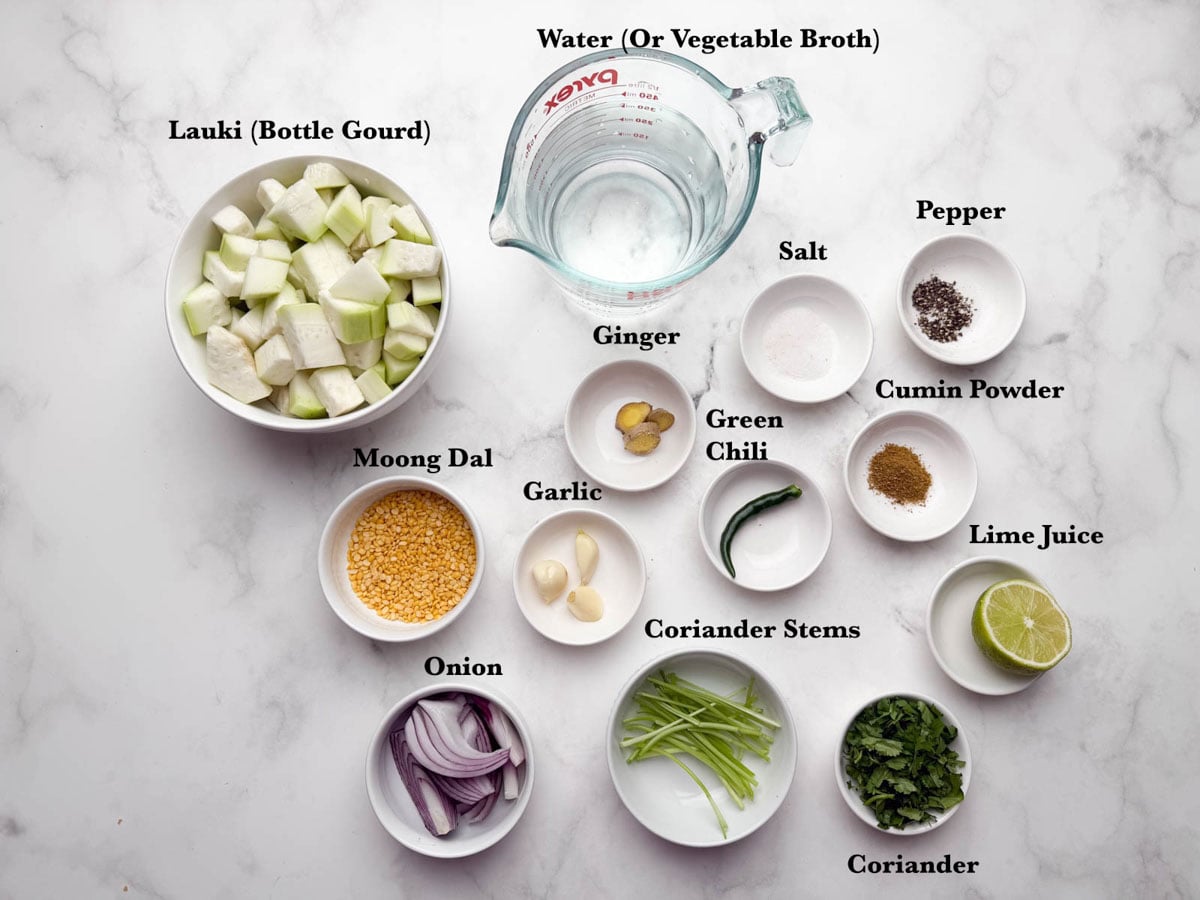 Lauki soup ingredients