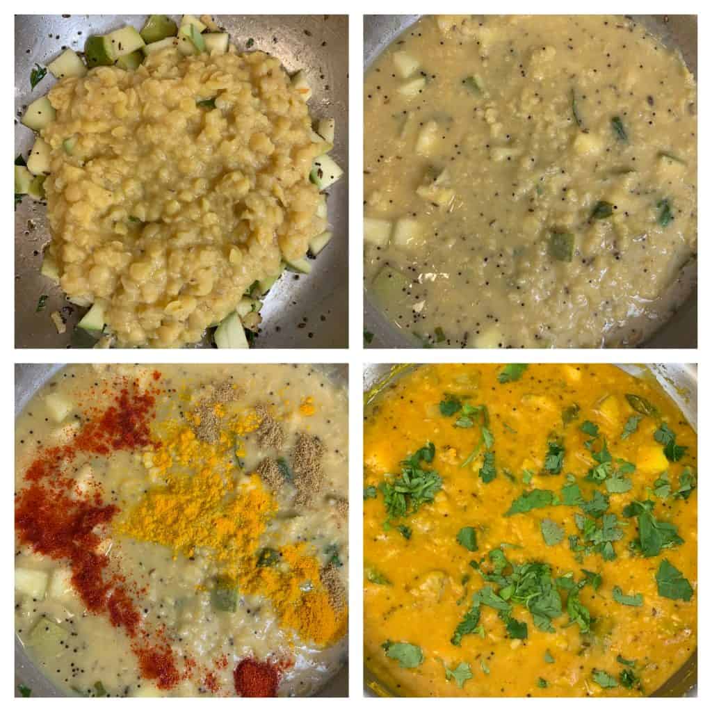 step to add cooked dal and spices collage