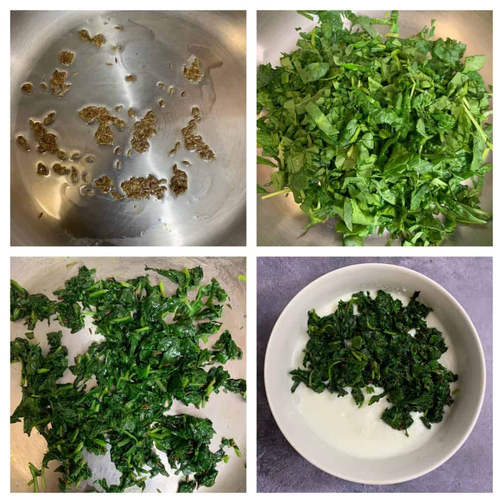 step to saute the greens with cumin collage