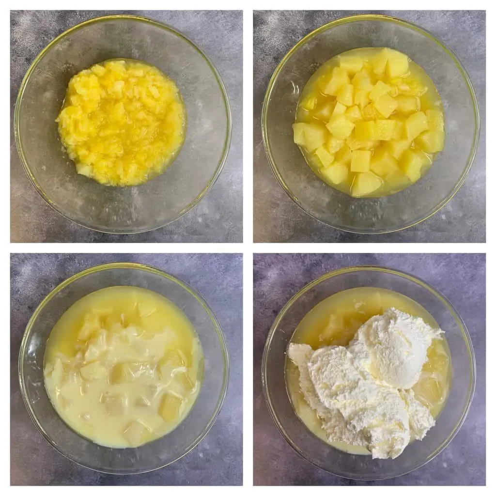 step to mix all the ingredients in a bowl collage