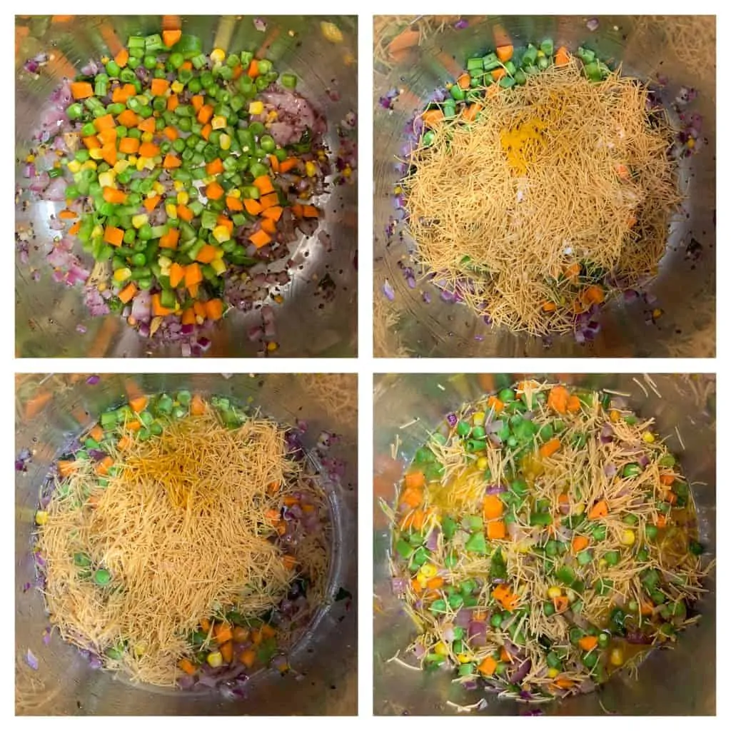 step to cook vegetables vermicelli collage