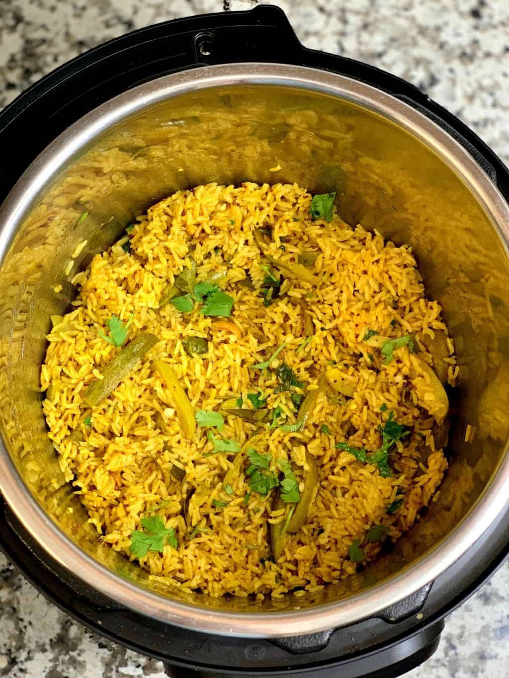 Tendli Masale bhaat in a instant pot insert