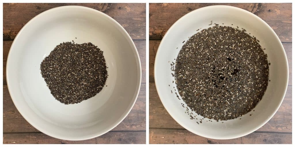step to soak chia seeds in water collage