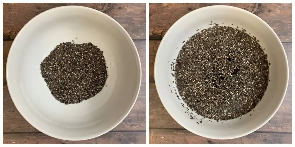 step to soak chia seeds in water collage