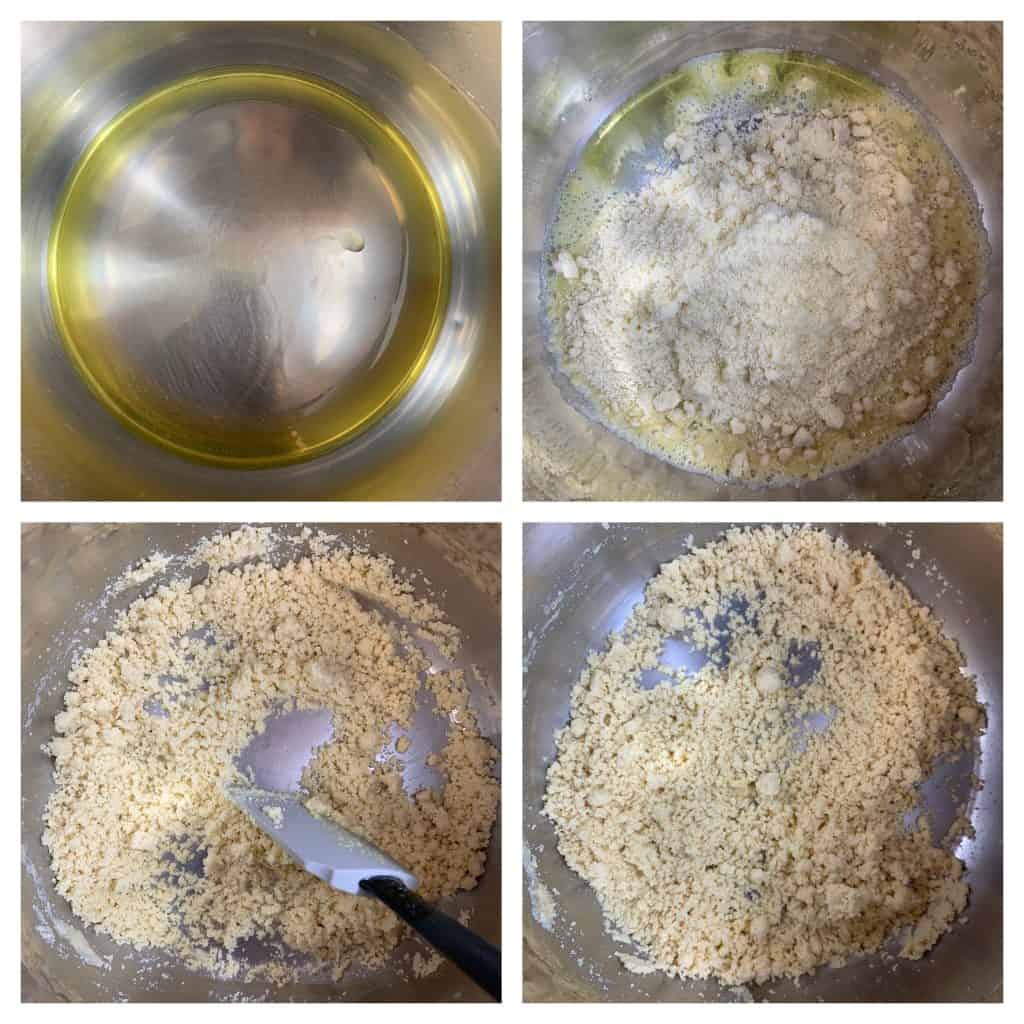 steps to saute almond flour collage