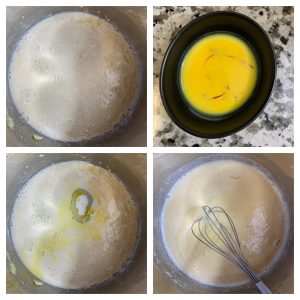 steps to add milk sugar saffron collage