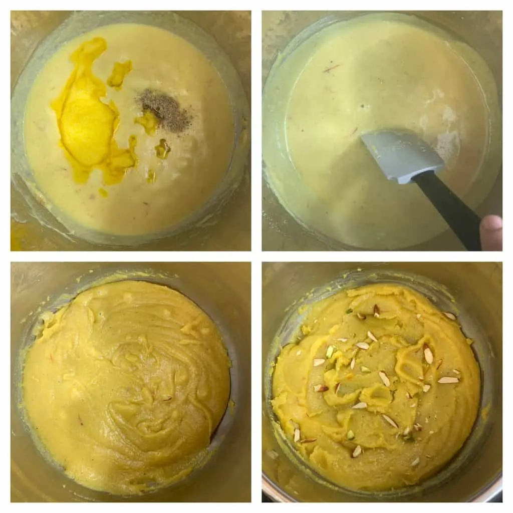 kroki, aby dodać ghee i gotować badam halwa w instant Pot collage