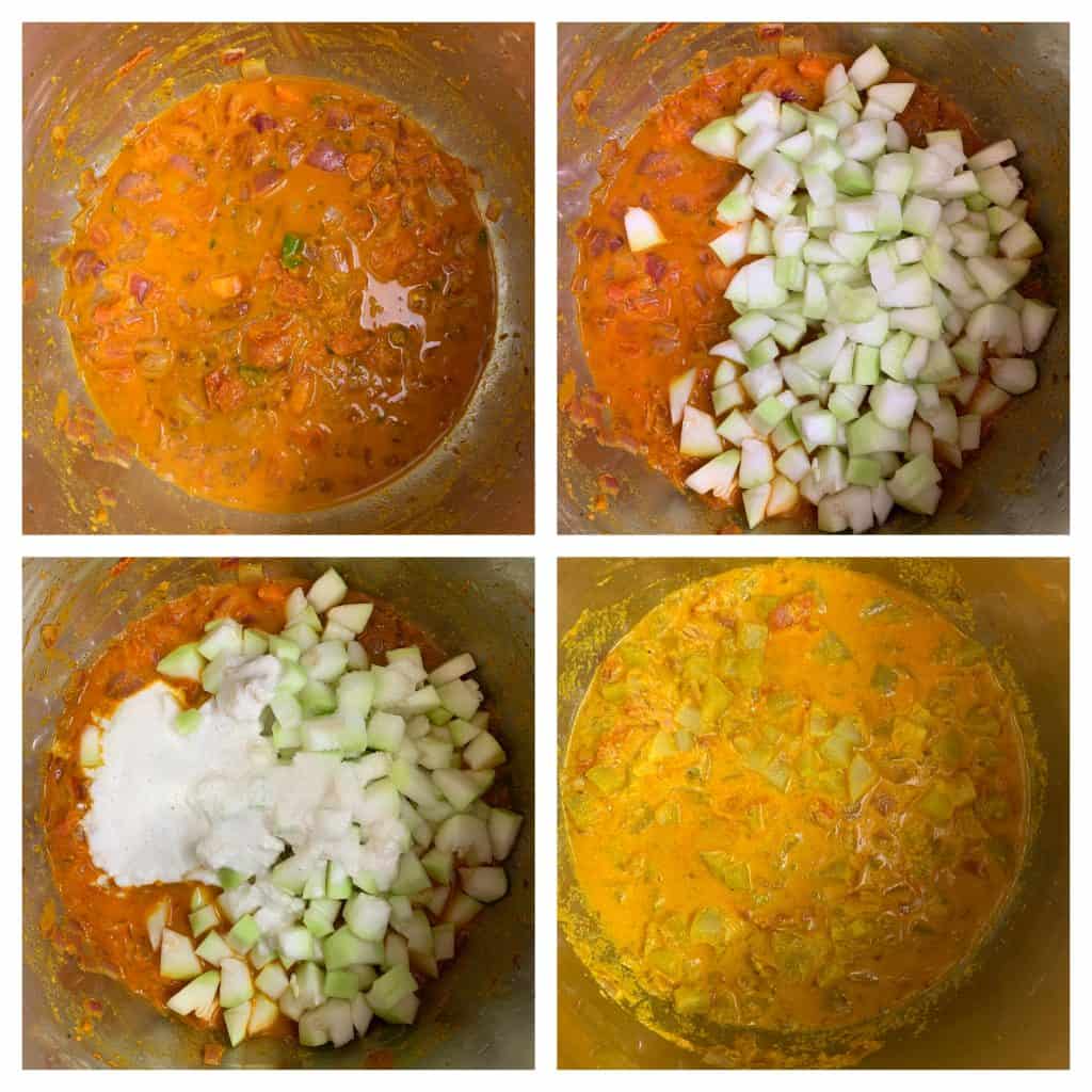step to add coconut paste and lauki collage