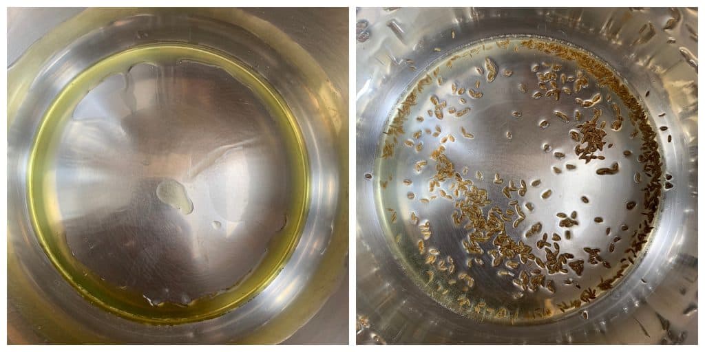 step to saute cumin seeds collage