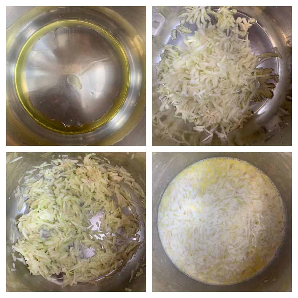 step to saute shredded dudhi and add milk collage