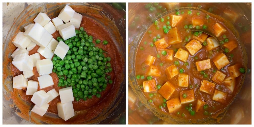 step to add paneer green peas and pressure cook collage