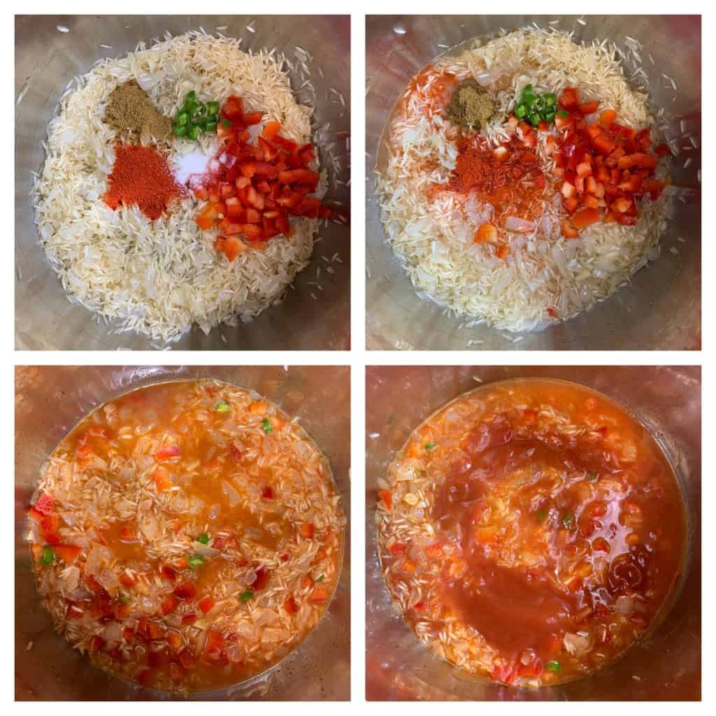 step to add bell pepper tomato sauce collage