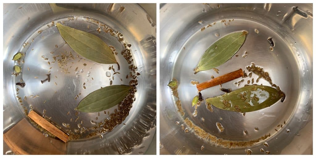 step to saute whole spices collage