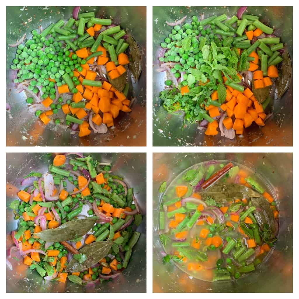 step to add vegetables and cook collage