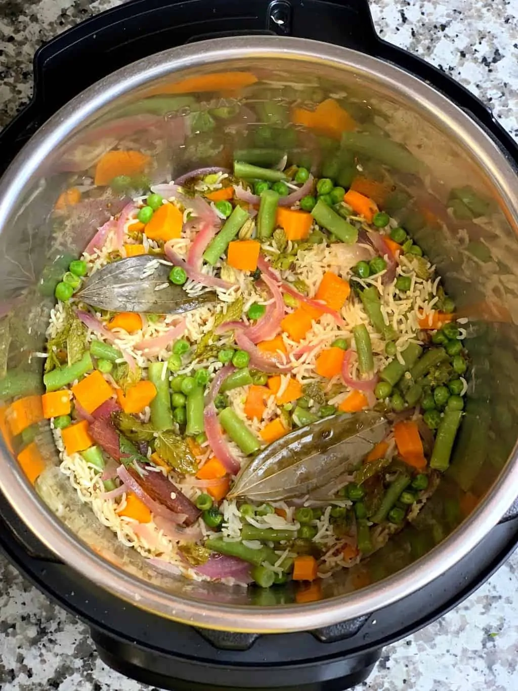 vegetable rice pilaf in instant pot insert