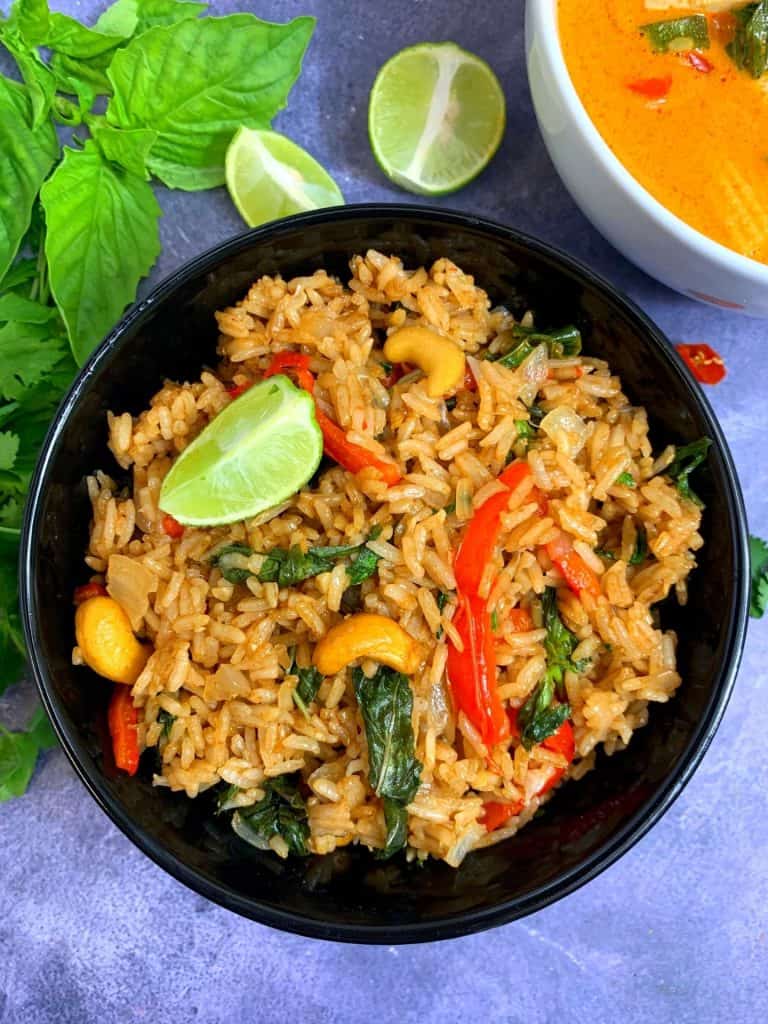 Instant Pot Thai Basil Fried Rice (Vegan) Indian Veggie Delight