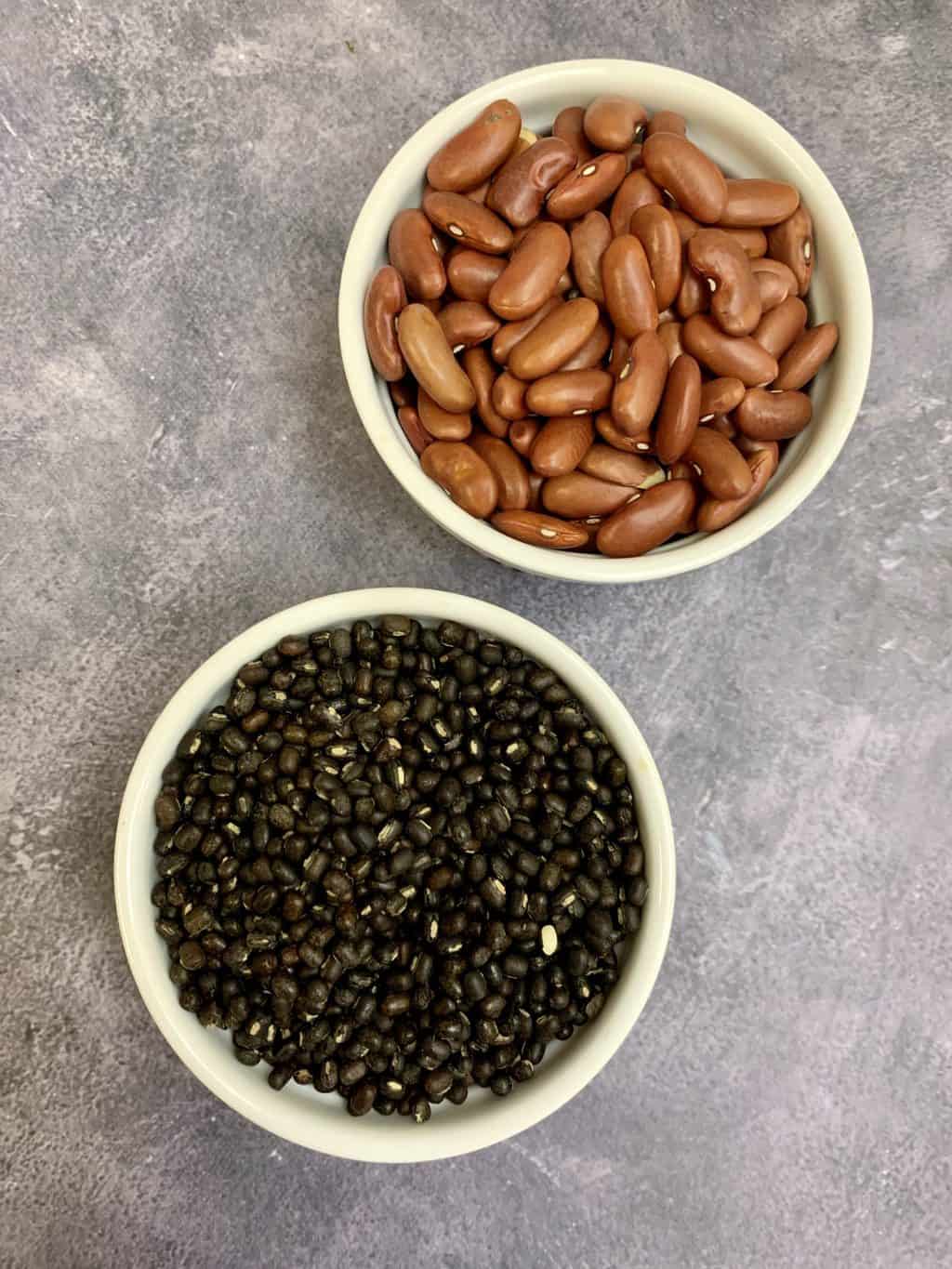 Black Gram Lentil & Kidney Beans in a bowl