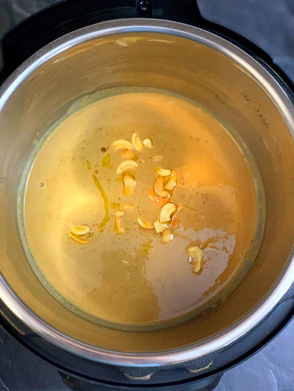 chana dal payasam in instant pot insert garnished with nuts