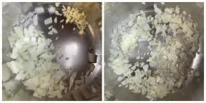 step to saute garlic and onions collage