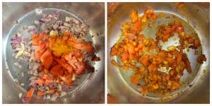 step to cook tomatoes with spices collage