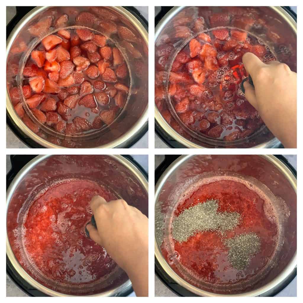 step to mash cooked strawberry and add chia collage