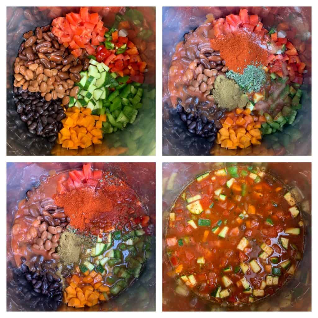 step to add all veggies beans collage