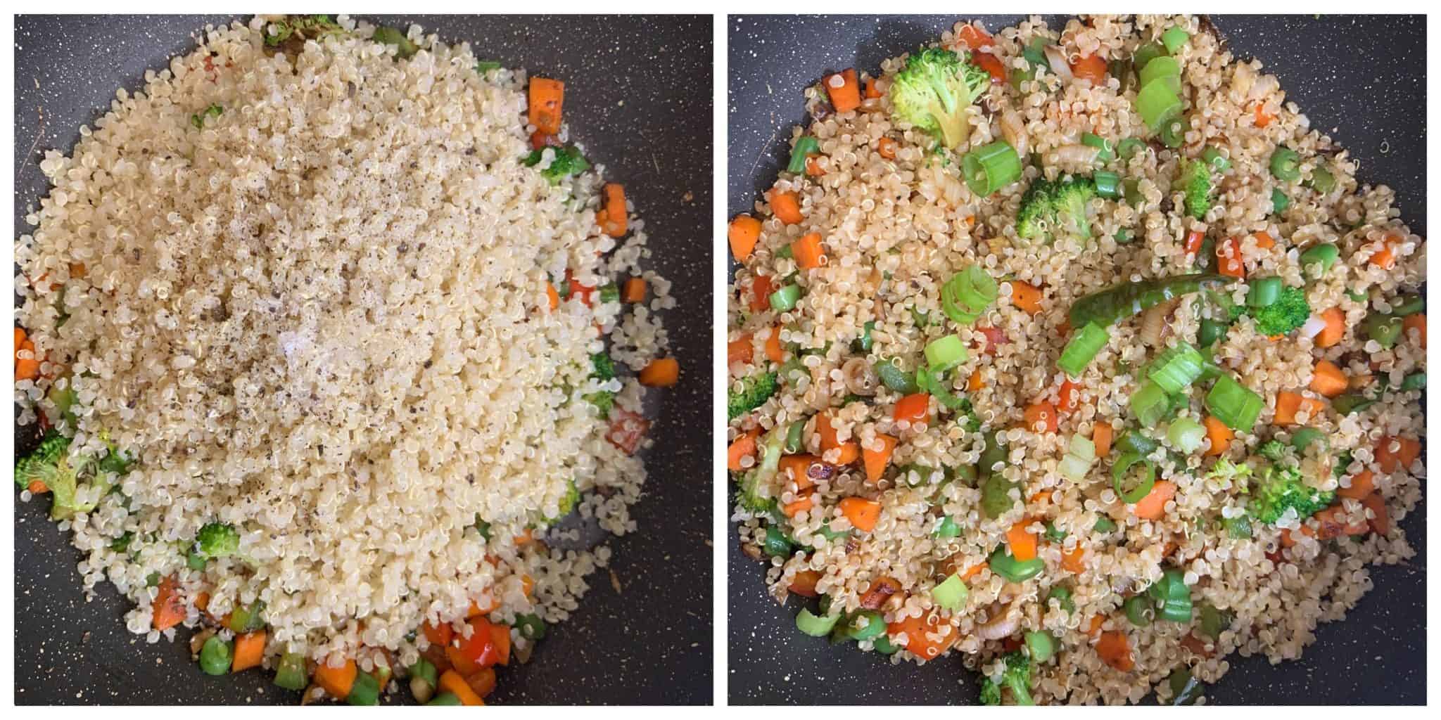 step to add cooked quinoa collage