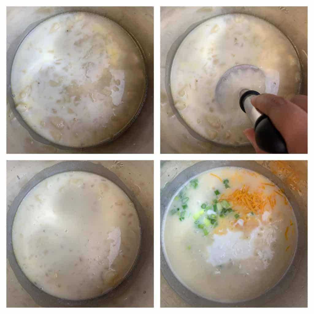 step to add milk ,corn starch slurry ,cream and cheese and cook collage