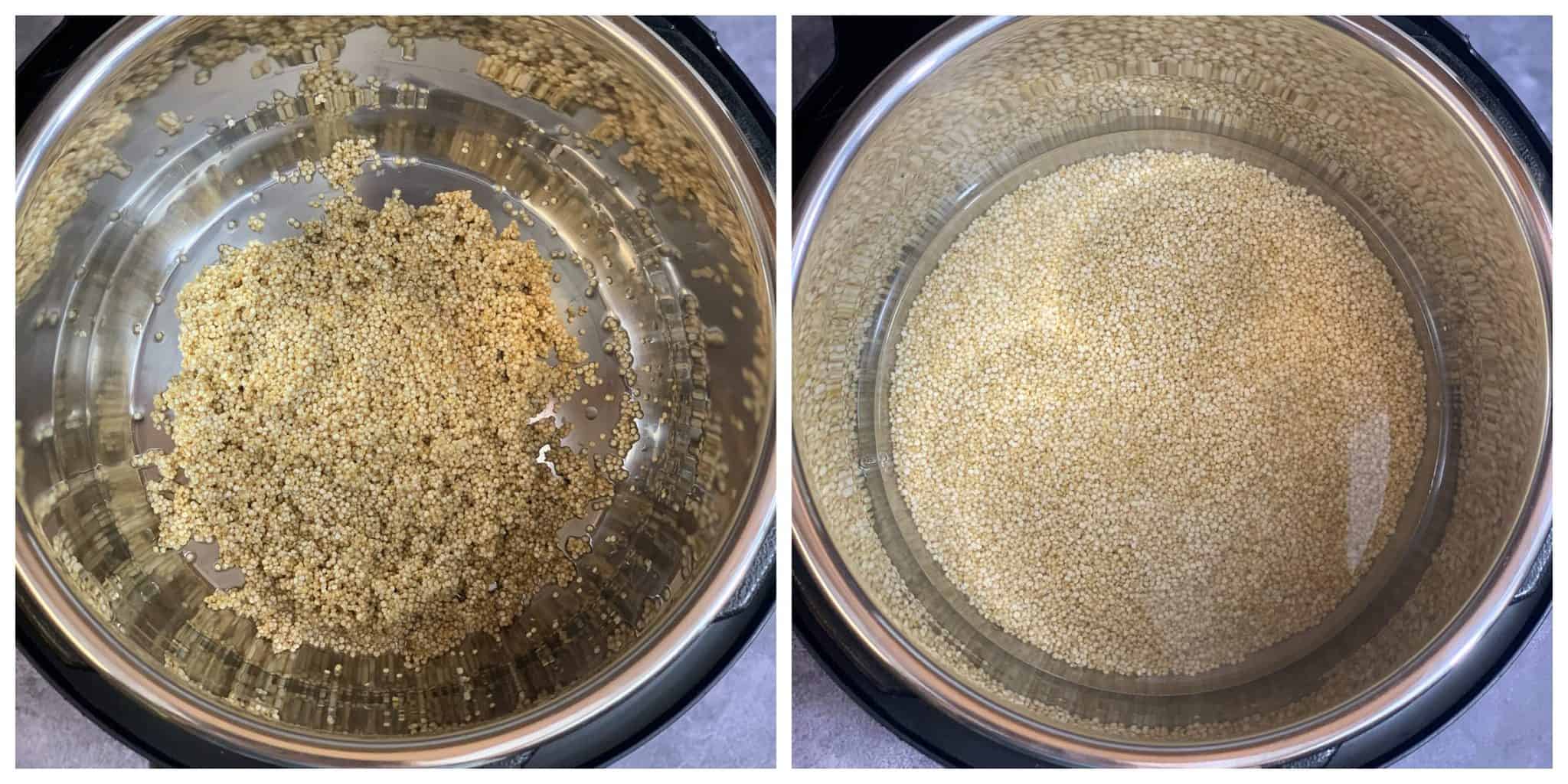 rinse and add water to cook quinoa in pressure cooker