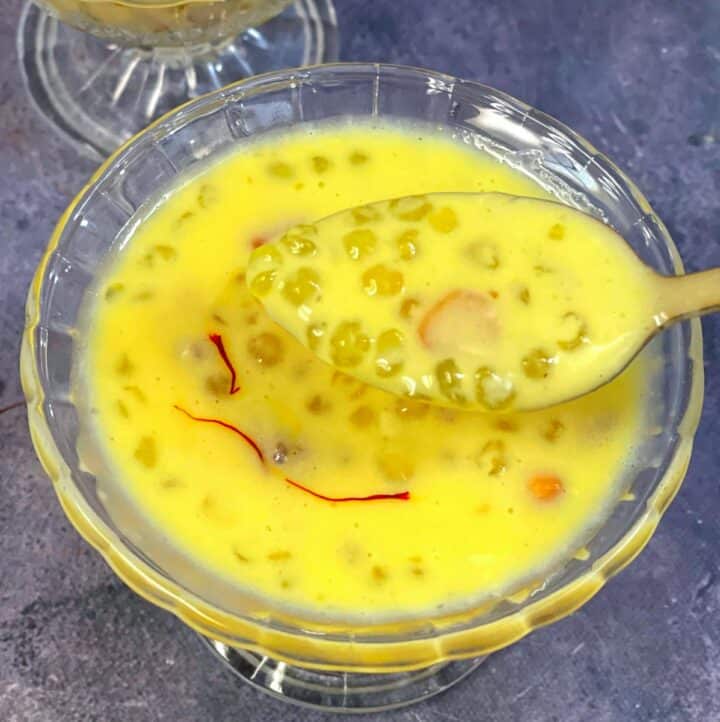 sabudana kheer served in a bowl