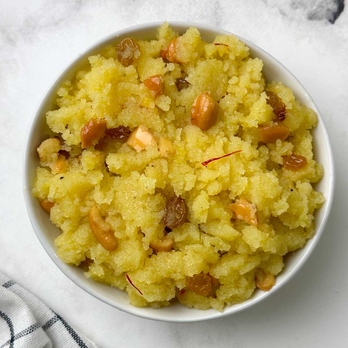 sooji halwa served in a bowl