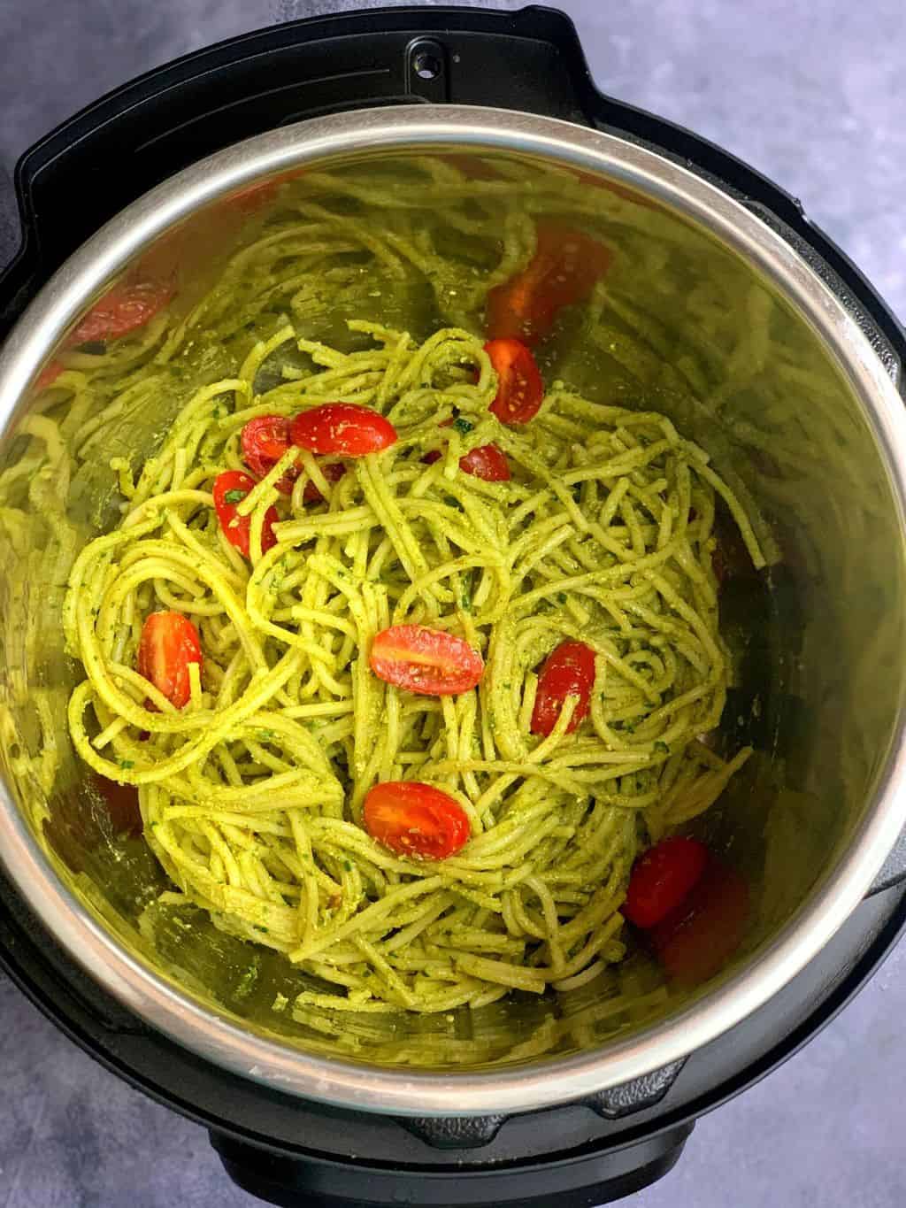 basil walnut pesto pasta in the instant pot insert