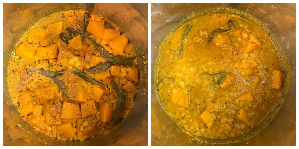 step to garnish sambar with cilantro collage