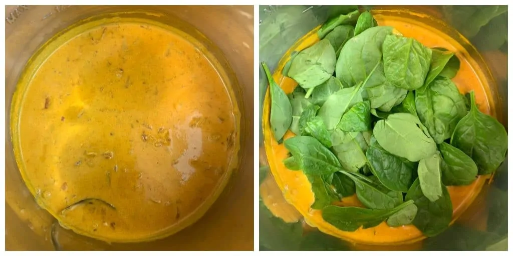 step to add baby spinach and lemon juice and cook till the leaves wilt collage