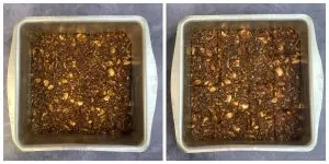 step to set the barfi in a greased tray collage